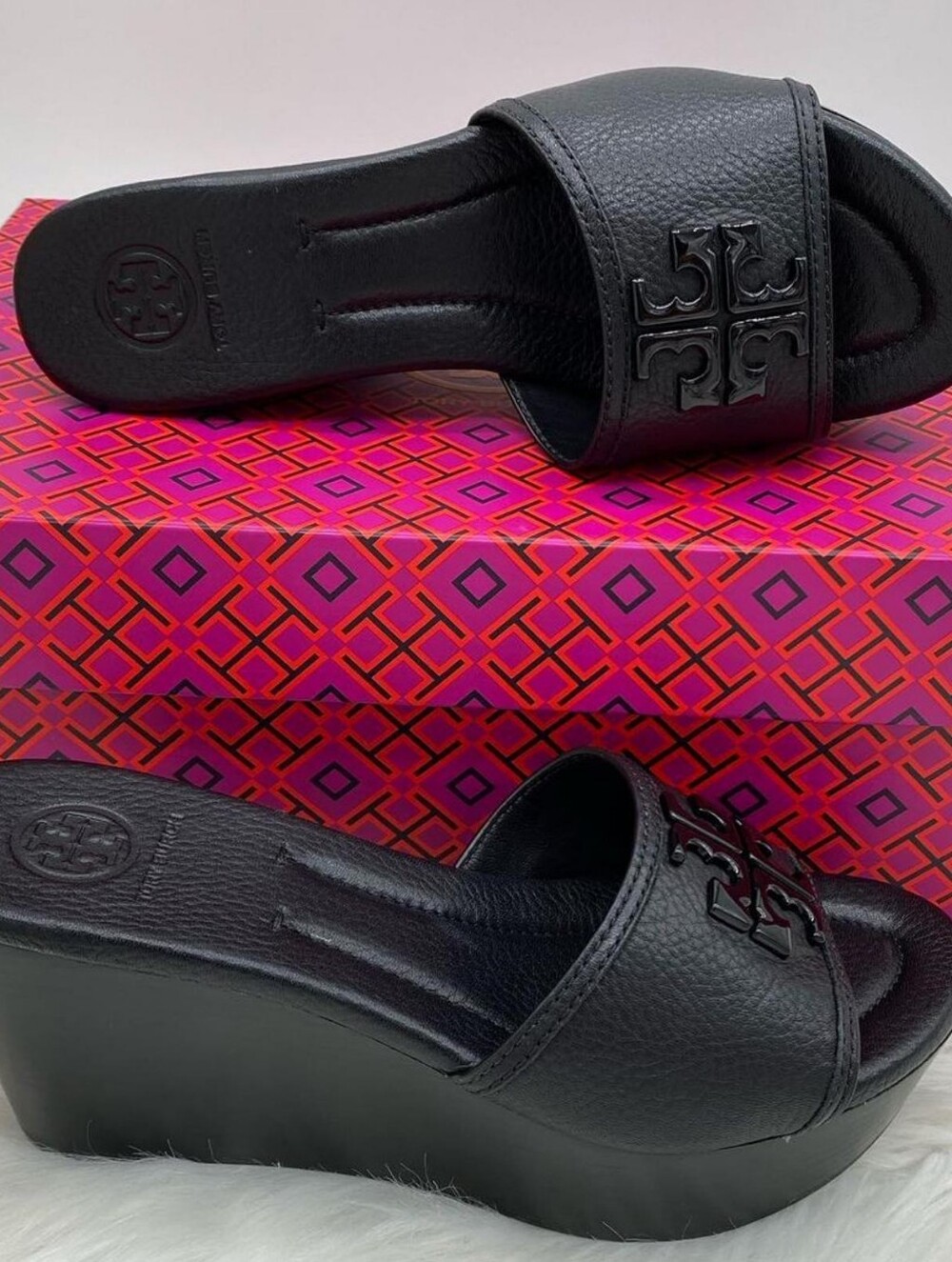 TORY BURCH LOWELL 2 80MM WEDGE SLIDE 50878 - PERFECT BLACK - Picture 4 of 4